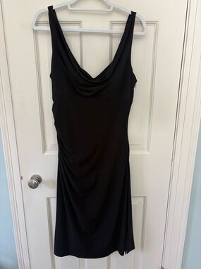White House Black Market Black Cowl-Neck Midi Dress